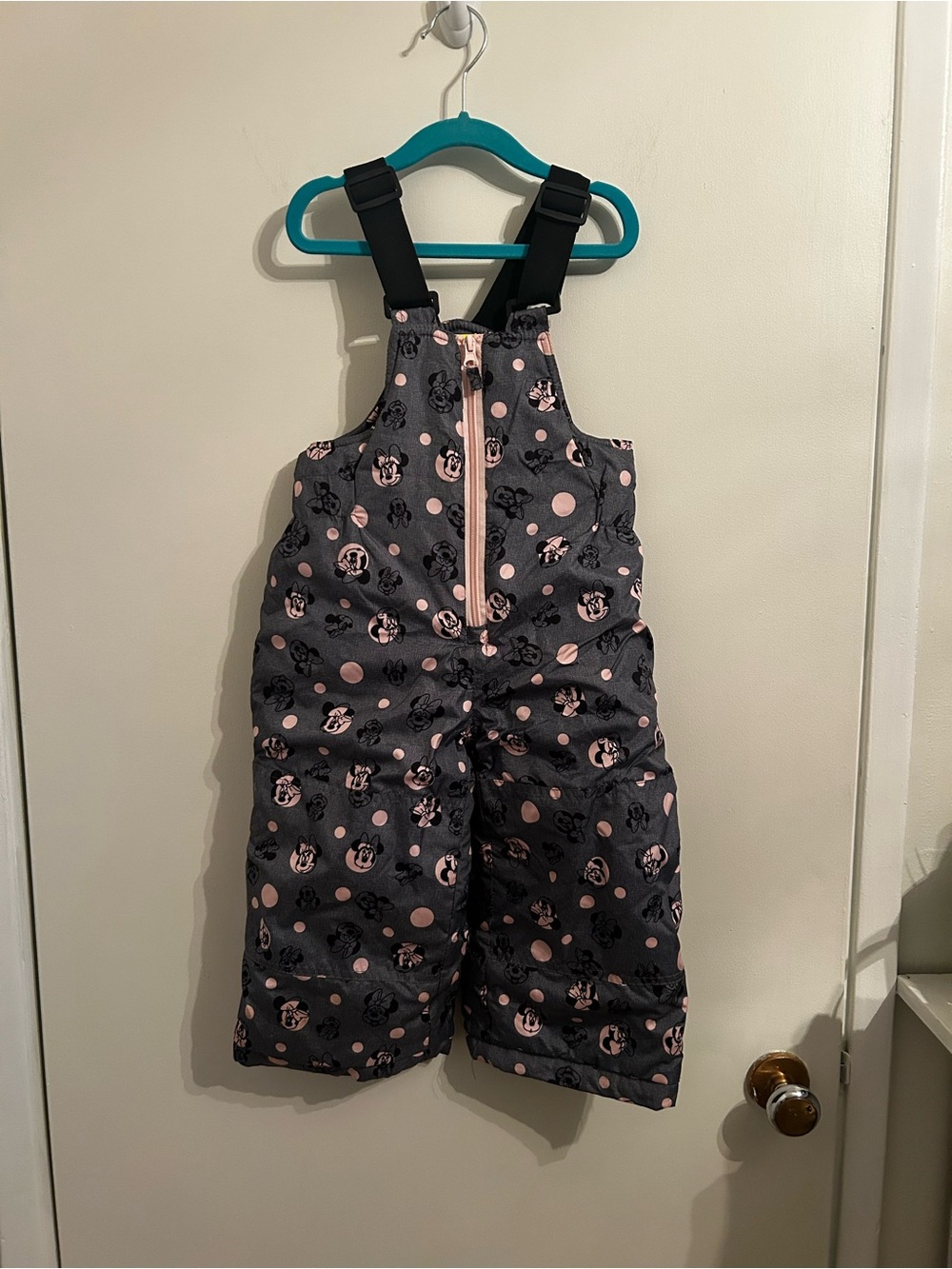 Kids Pink and Gray Insulated Snow Bib Overalls